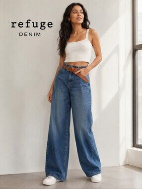 REFUDGE Slouchy Mid Rise Straight leg jeans EUC  Sz 11